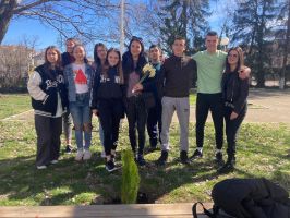 Десетокласници от ПХГ “Св. Св. Кирил и Методий“ засадиха дръвчета в двора на гимназията