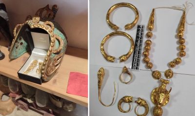 След мащабна операция на ГДБОП са иззети над 500 предмета, сред които тракийски шлем и антични златни накити  / Новини от Казанлък